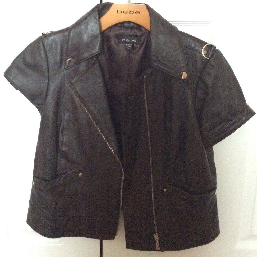 Leather BEBE Short Sleeve Jacket